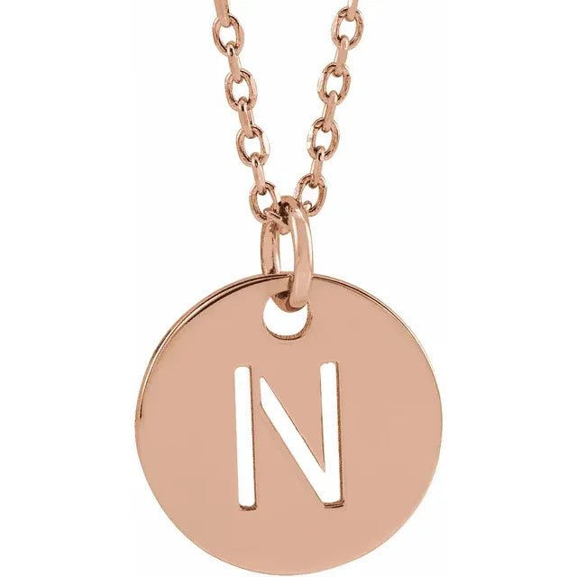 14K Gold Circular Disc Initial Pendant - Initial Necklace or Pendant - Design Jewellers Edmonton