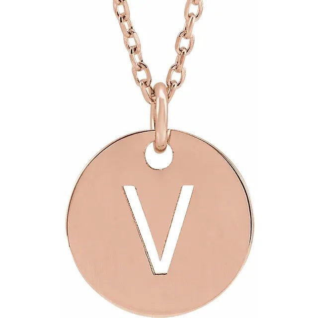 14K Gold Circular Disc Initial Pendant - Initial Necklace or Pendant - Design Jewellers Edmonton