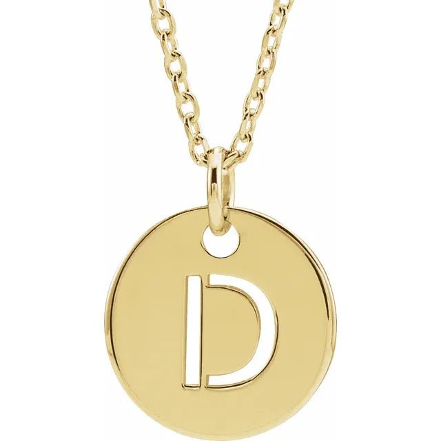 14K Gold Circular Disc Initial Pendant - Initial Necklace or Pendant - Design Jewellers Edmonton
