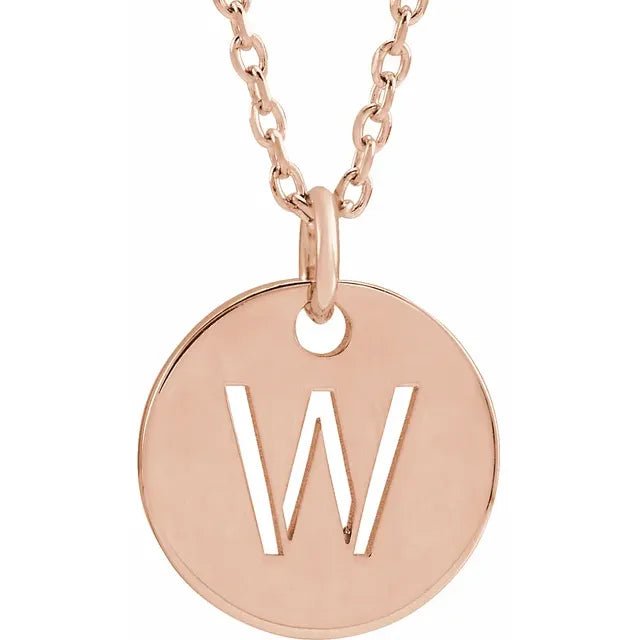 14K Gold Circular Disc Initial Pendant - Initial Necklace or Pendant - Design Jewellers Edmonton