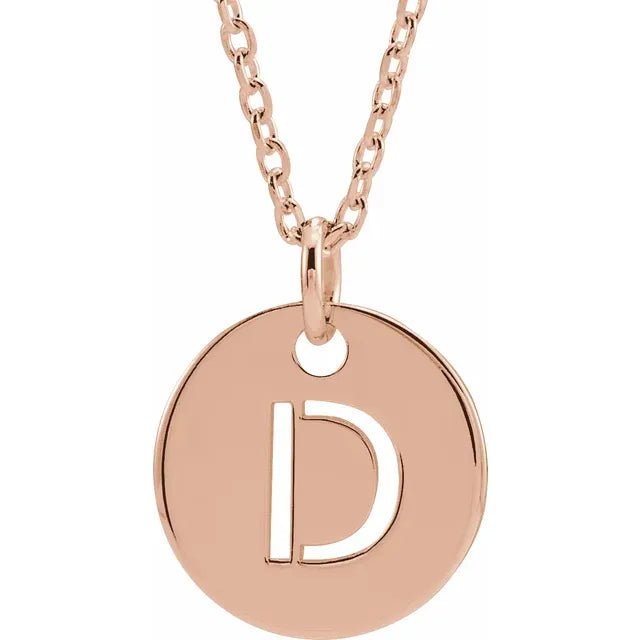 14K Gold Circular Disc Initial Pendant - Initial Necklace or Pendant - Design Jewellers Edmonton