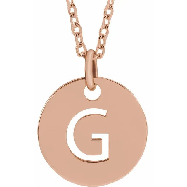 14K Gold Circular Disc Initial Pendant - Initial Necklace or Pendant - Design Jewellers Edmonton