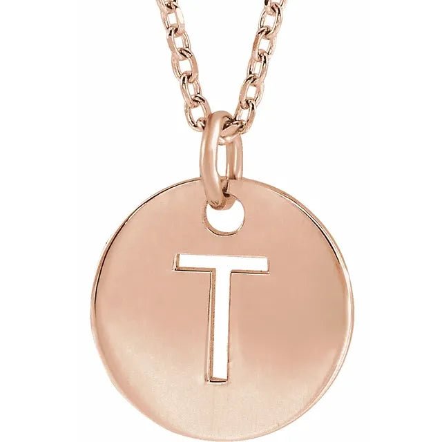 14K Gold Circular Disc Initial Pendant - Initial Necklace or Pendant - Design Jewellers Edmonton