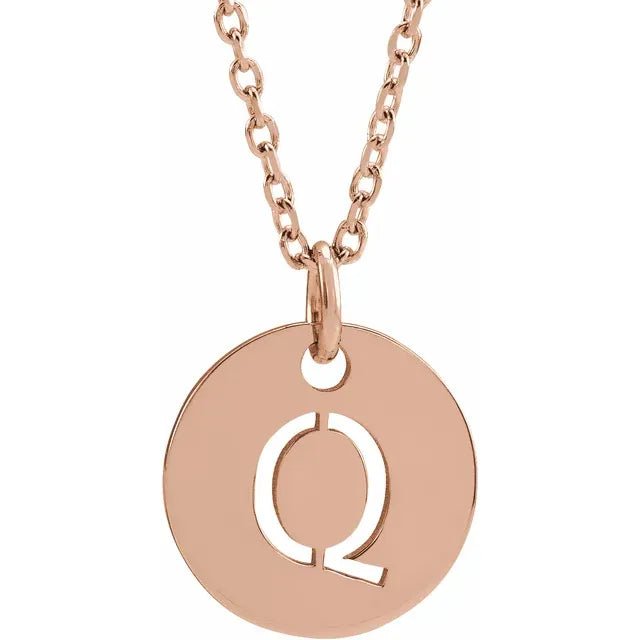 14K Gold Circular Disc Initial Pendant - Initial Necklace or Pendant - Design Jewellers Edmonton