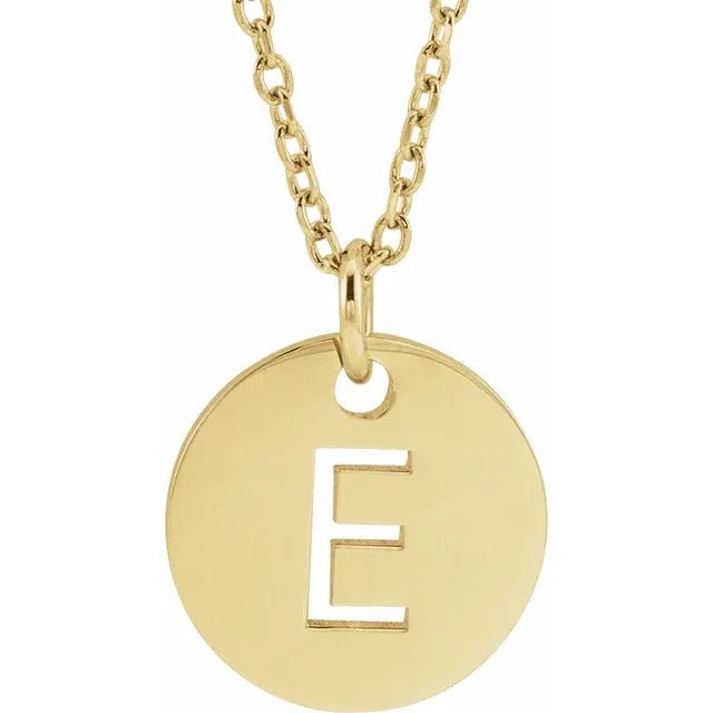14K Gold Circular Disc Initial Pendant - Initial Necklace or Pendant - Design Jewellers Edmonton