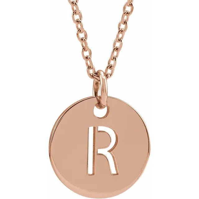 14K Gold Circular Disc Initial Pendant - Initial Necklace or Pendant - Design Jewellers Edmonton