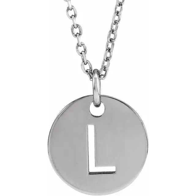 14K Gold Circular Disc Initial Pendant - Initial Necklace or Pendant - Design Jewellers Edmonton