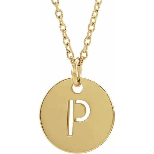 14K Gold Circular Disc Initial Pendant - Initial Necklace or Pendant - Design Jewellers Edmonton