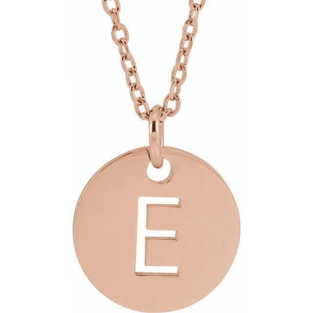 14K Gold Circular Disc Initial Pendant - Initial Necklace or Pendant - Design Jewellers Edmonton