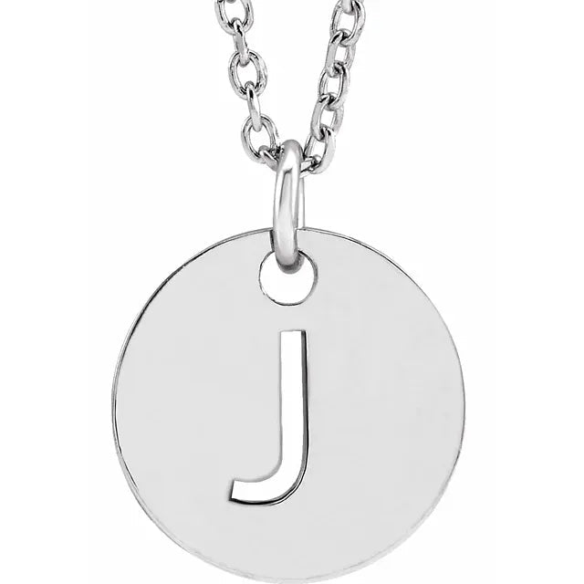14K Gold Circular Disc Initial Pendant - Initial Necklace or Pendant - Design Jewellers Edmonton