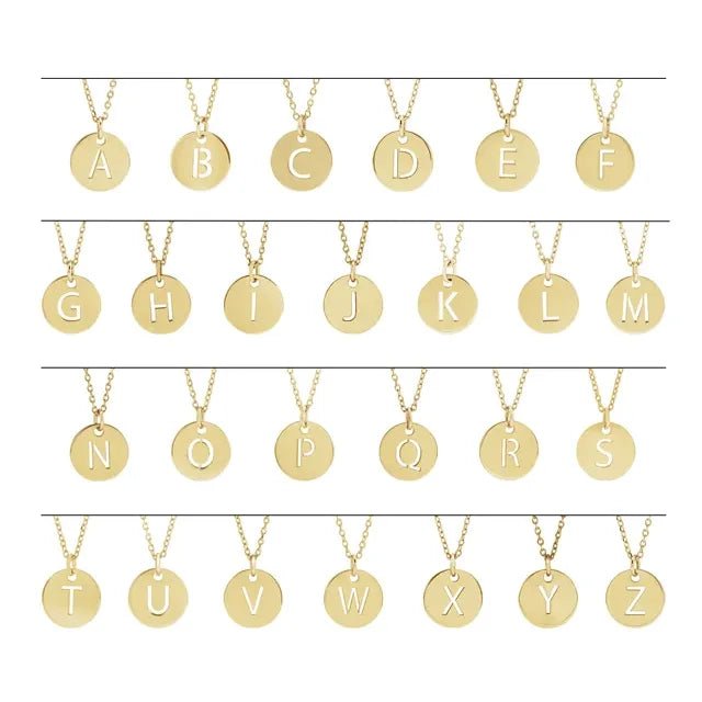 14K Gold Circular Disc Initial Pendant - Initial Necklace or Pendant - Design Jewellers Edmonton