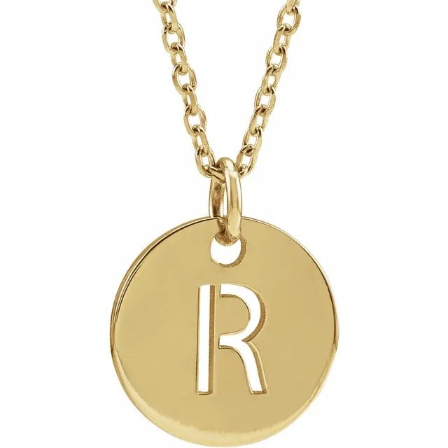 14K Gold Circular Disc Initial Pendant - Initial Necklace or Pendant - Design Jewellers Edmonton