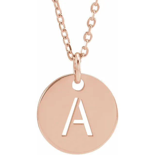 14K Gold Circular Disc Initial Pendant - Initial Necklace or Pendant - Design Jewellers Edmonton