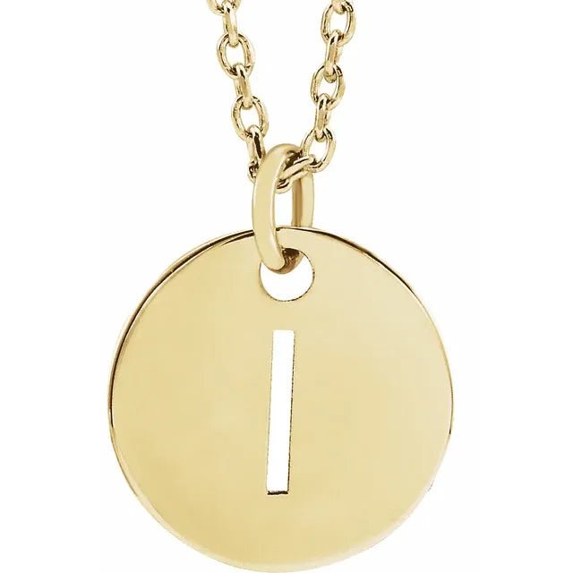 14K Gold Circular Disc Initial Pendant - Initial Necklace or Pendant - Design Jewellers Edmonton