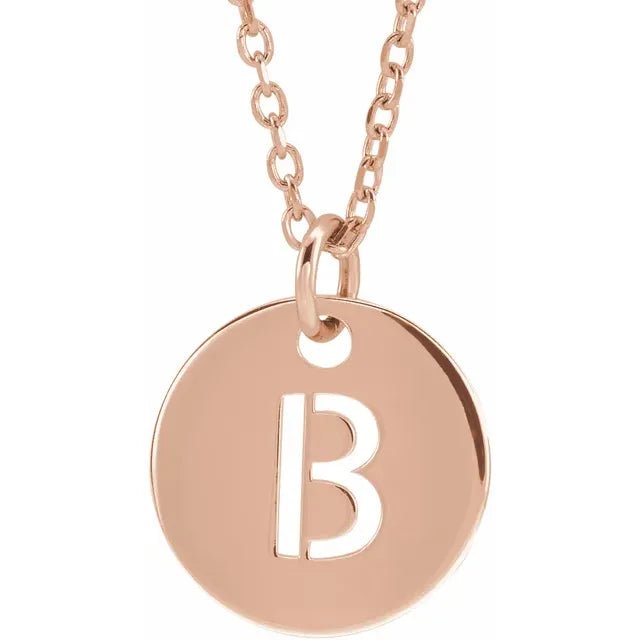 14K Gold Circular Disc Initial Pendant - Initial Necklace or Pendant - Design Jewellers Edmonton
