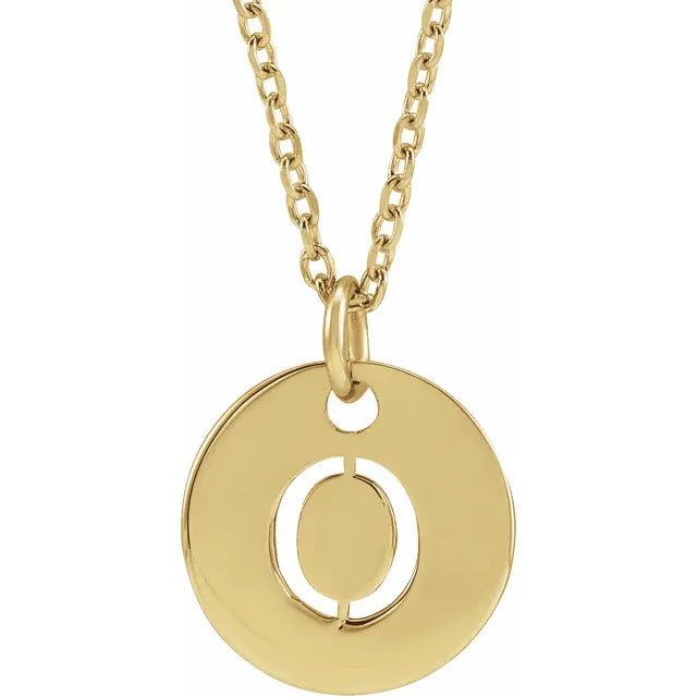 14K Gold Circular Disc Initial Pendant - Initial Necklace or Pendant - Design Jewellers Edmonton