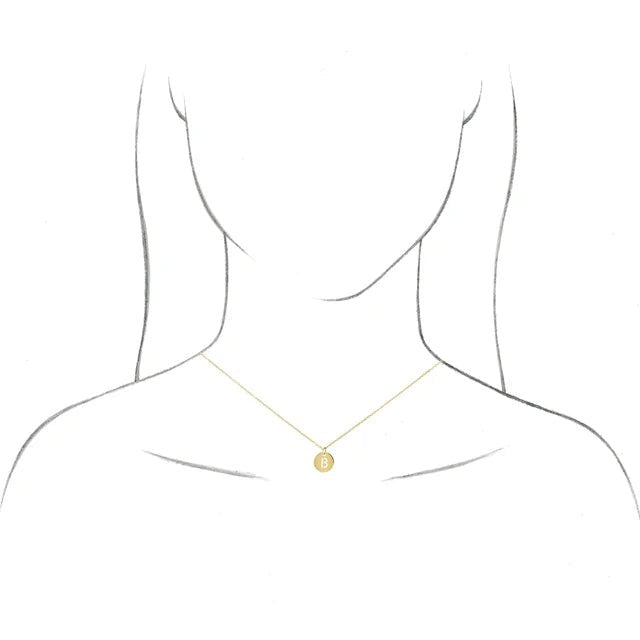 14K Gold Circular Disc Initial Pendant - Initial Necklace or Pendant - Design Jewellers Edmonton