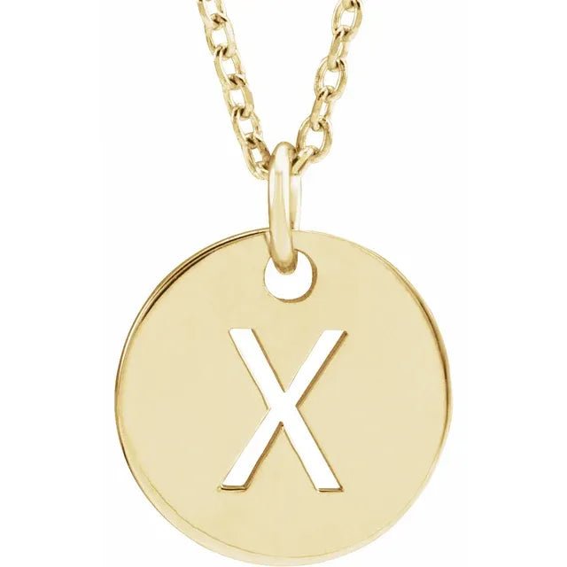 14K Gold Circular Disc Initial Pendant - Initial Necklace or Pendant - Design Jewellers Edmonton
