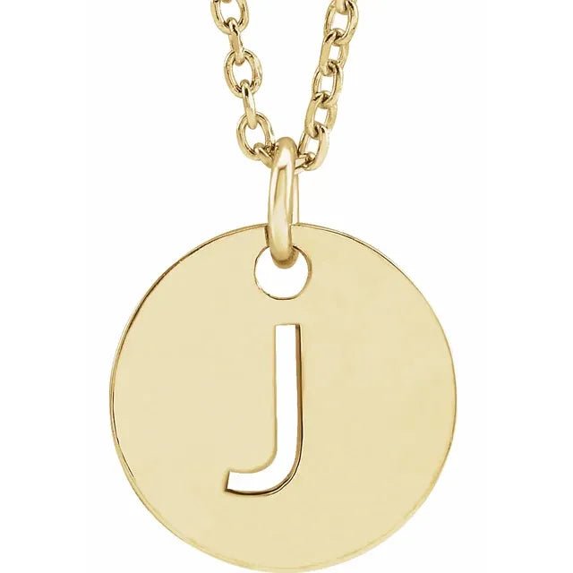 14K Gold Circular Disc Initial Pendant - Initial Necklace or Pendant - Design Jewellers Edmonton