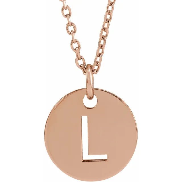 14K Gold Circular Disc Initial Pendant - Initial Necklace or Pendant - Design Jewellers Edmonton