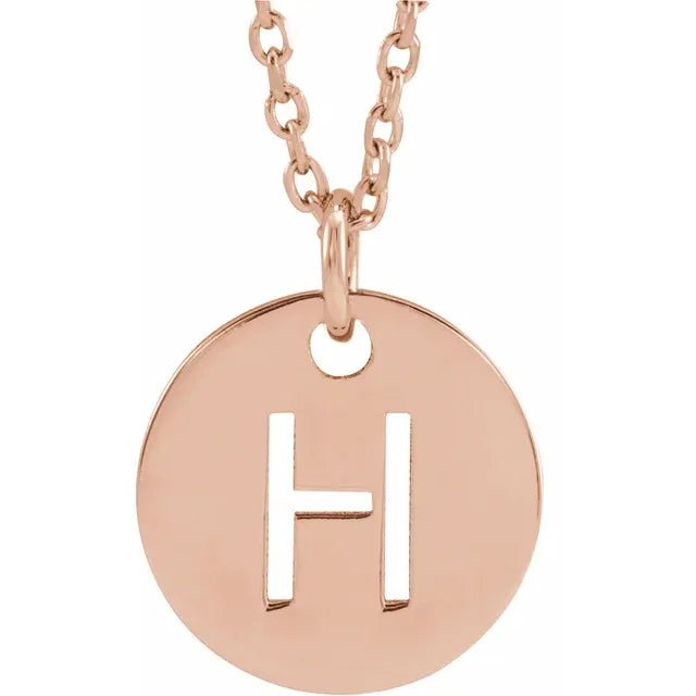 14K Gold Circular Disc Initial Pendant - Initial Necklace or Pendant - Design Jewellers Edmonton