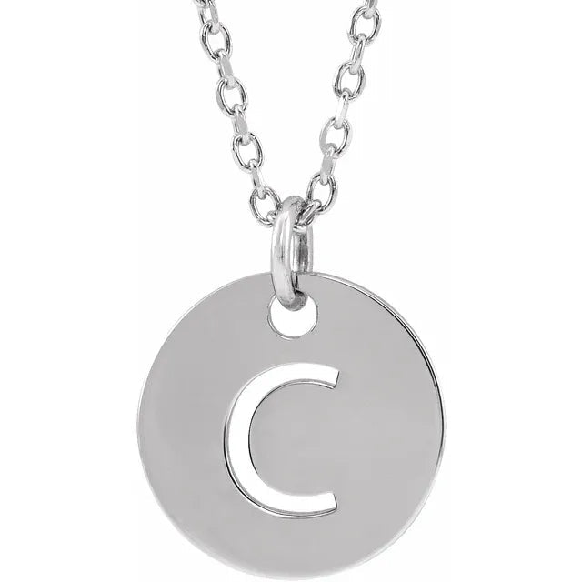 14K Gold Circular Disc Initial Pendant - Initial Necklace or Pendant - Design Jewellers Edmonton