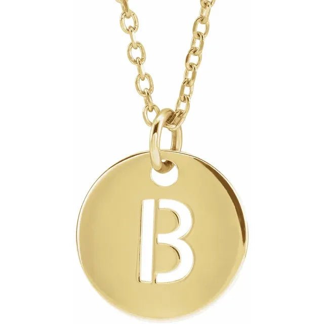 14K Gold Circular Disc Initial Pendant - Initial Necklace or Pendant - Design Jewellers Edmonton