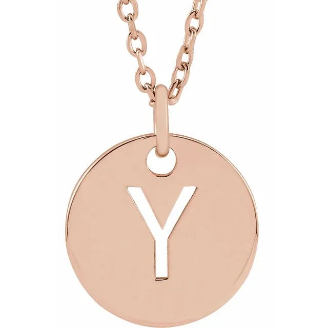 14K Gold Circular Disc Initial Pendant - Initial Necklace or Pendant - Design Jewellers Edmonton
