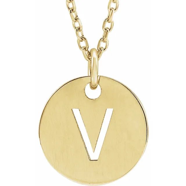 14K Gold Circular Disc Initial Pendant - Initial Necklace or Pendant - Design Jewellers Edmonton