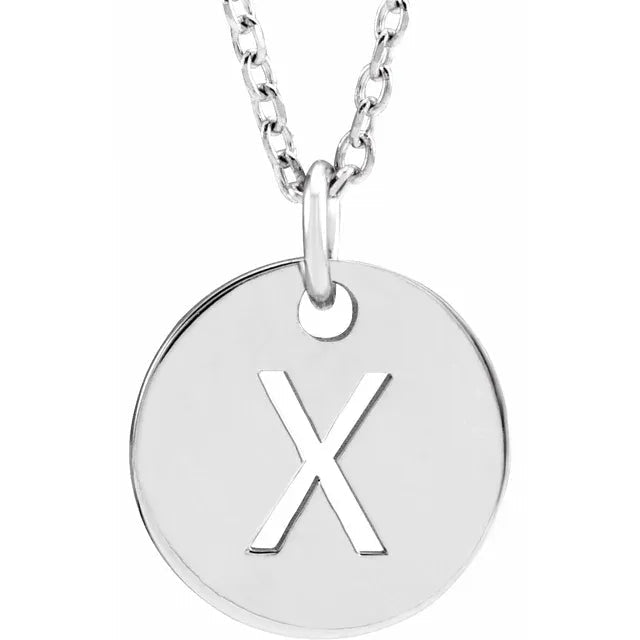 14K Gold Circular Disc Initial Pendant - Initial Necklace or Pendant - Design Jewellers Edmonton