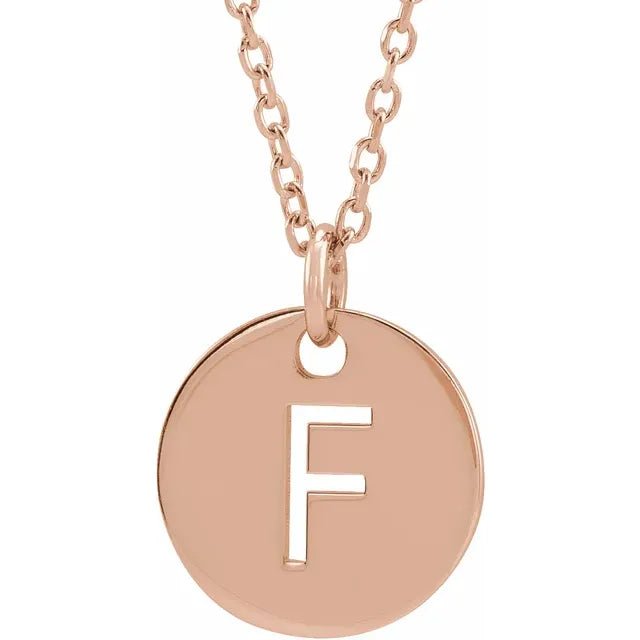 14K Gold Circular Disc Initial Pendant - Initial Necklace or Pendant - Design Jewellers Edmonton