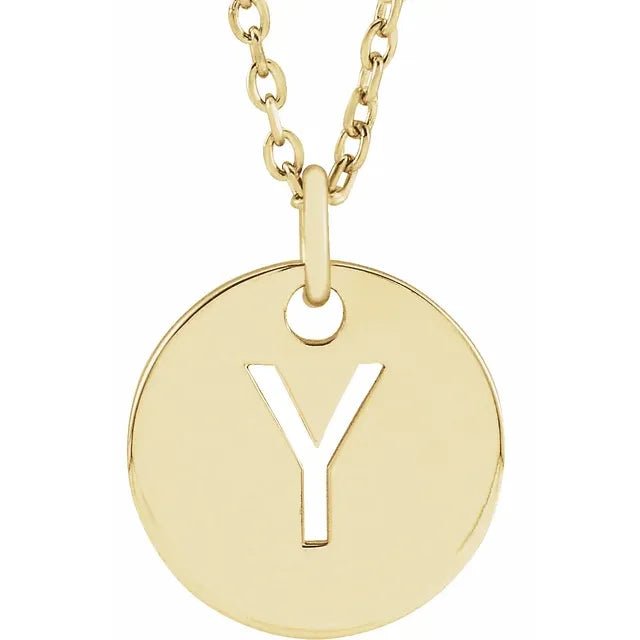 14K Gold Circular Disc Initial Pendant - Initial Necklace or Pendant - Design Jewellers Edmonton