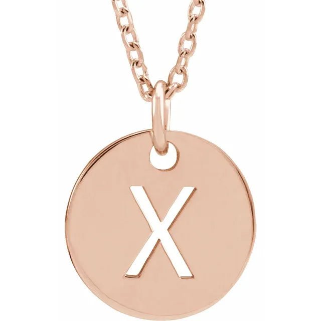 14K Gold Circular Disc Initial Pendant - Initial Necklace or Pendant - Design Jewellers Edmonton