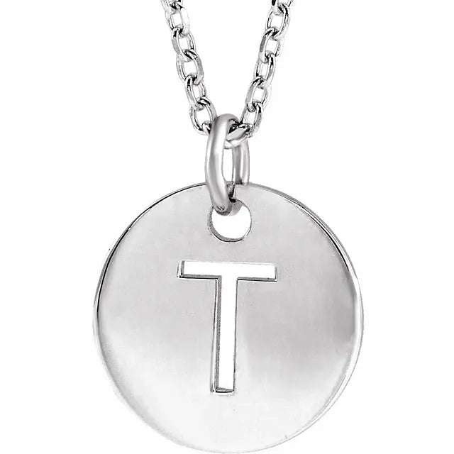 14K Gold Circular Disc Initial Pendant - Initial Necklace or Pendant - Design Jewellers Edmonton