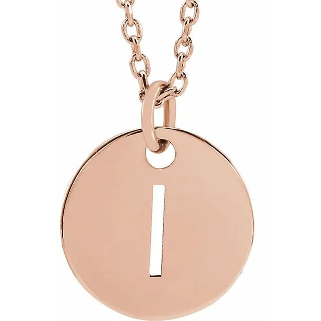 14K Gold Circular Disc Initial Pendant - Initial Necklace or Pendant - Design Jewellers Edmonton