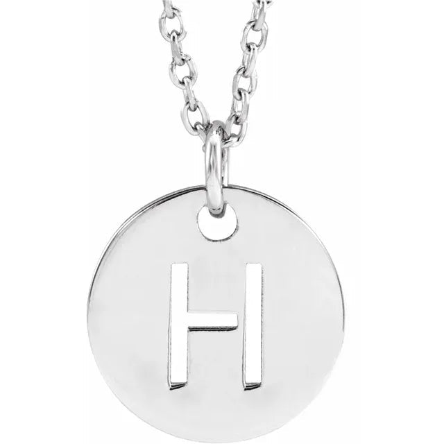 14K Gold Circular Disc Initial Pendant - Initial Necklace or Pendant - Design Jewellers Edmonton