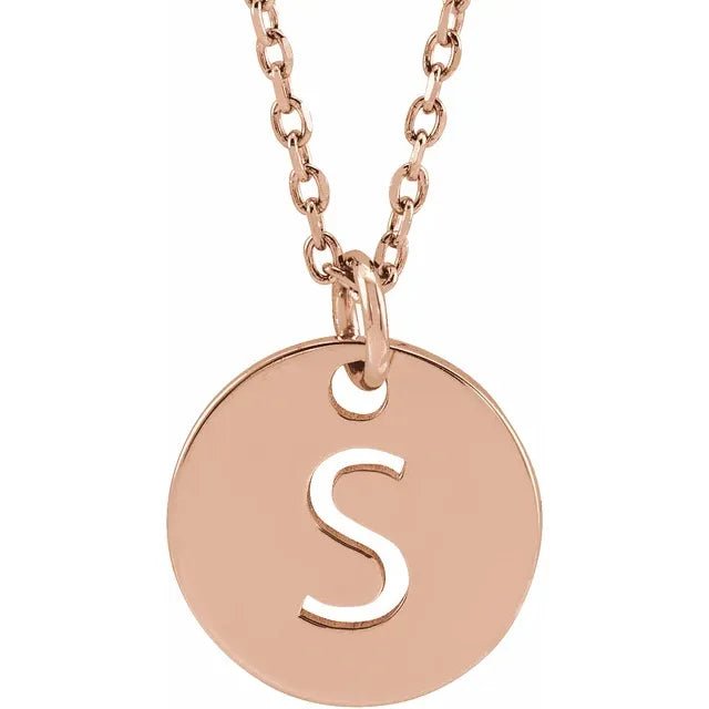 14K Gold Circular Disc Initial Pendant - Initial Necklace or Pendant - Design Jewellers Edmonton