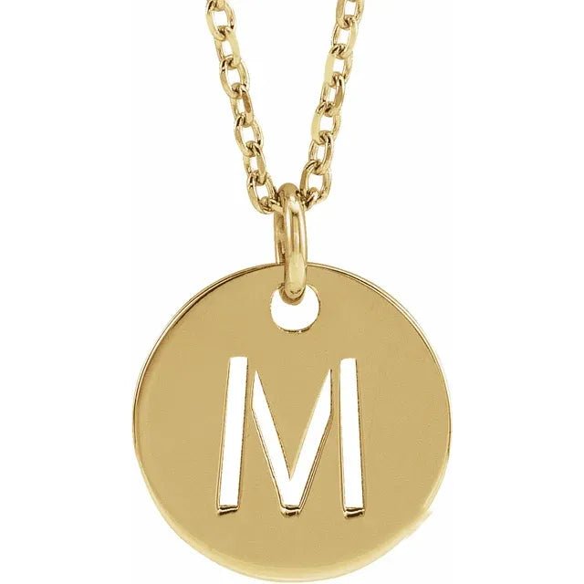 14K Gold Circular Disc Initial Pendant - Initial Necklace or Pendant - Design Jewellers Edmonton