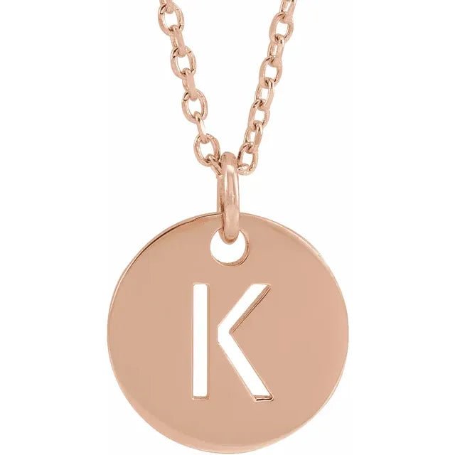 14K Gold Circular Disc Initial Pendant - Initial Necklace or Pendant - Design Jewellers Edmonton