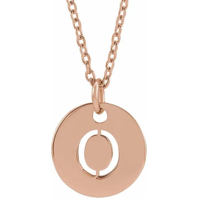 14K Gold Circular Disc Initial Pendant - Initial Necklace or Pendant - Design Jewellers Edmonton