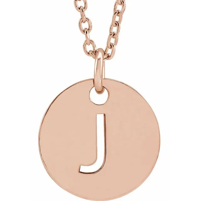 14K Gold Circular Disc Initial Pendant - Initial Necklace or Pendant - Design Jewellers Edmonton