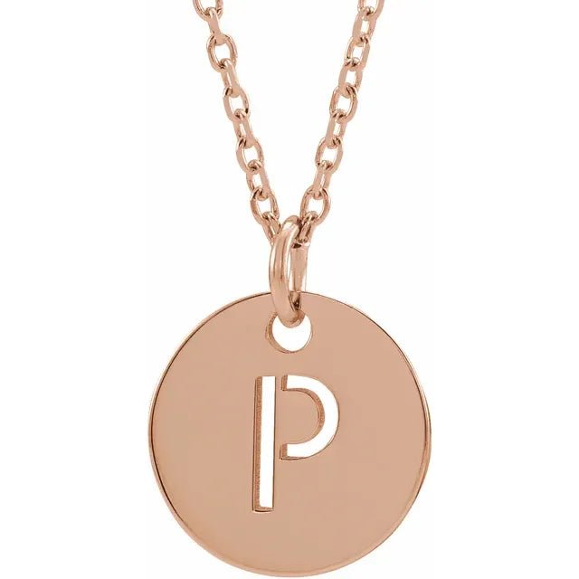 14K Gold Circular Disc Initial Pendant - Initial Necklace or Pendant - Design Jewellers Edmonton