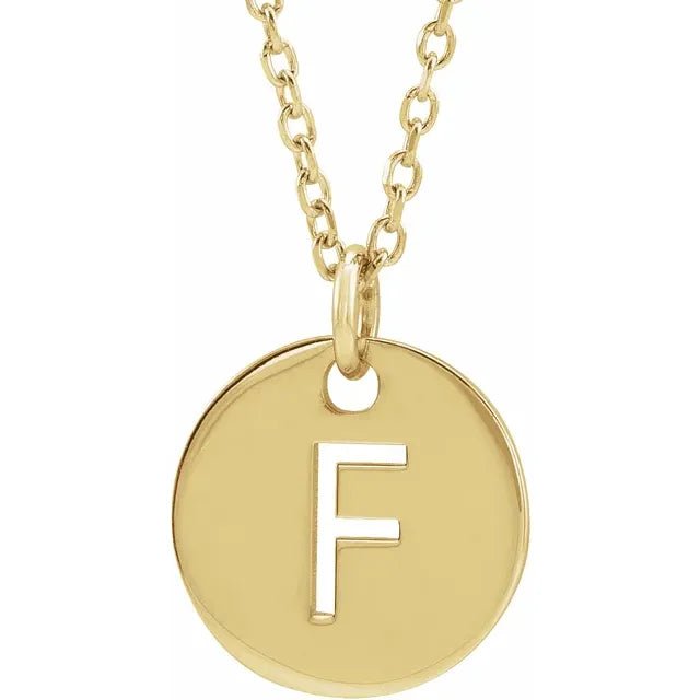 14K Gold Circular Disc Initial Pendant - Initial Necklace or Pendant - Design Jewellers Edmonton