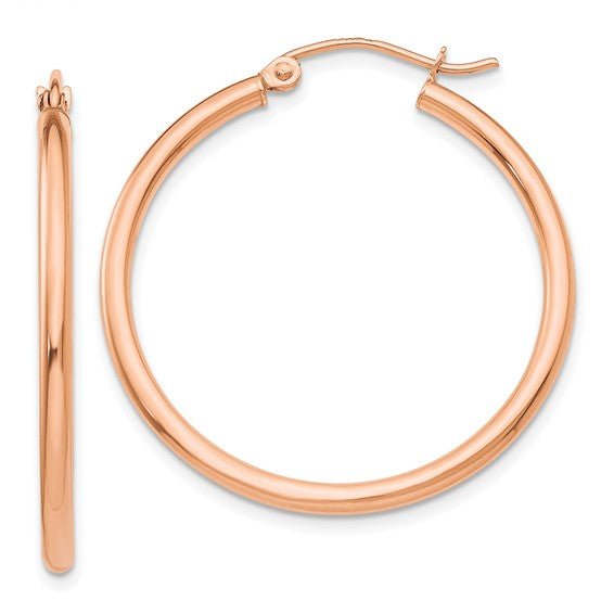 14K Gold Classic Polished Hoop Earrings - Religious Symbol Pendants - Design Jewellers Edmonton