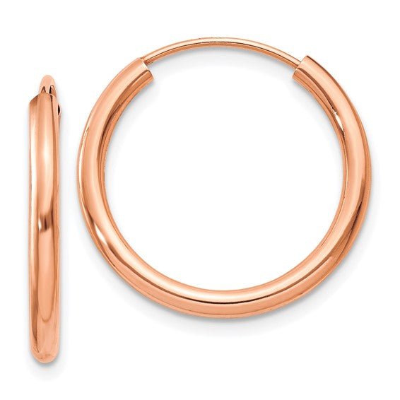 14K Gold Classic Polished Hoop Earrings - Religious Symbol Pendants - Design Jewellers Edmonton