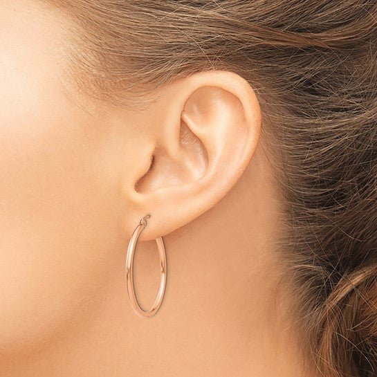 14K Gold Classic Polished Hoop Earrings - Religious Symbol Pendants - Design Jewellers Edmonton