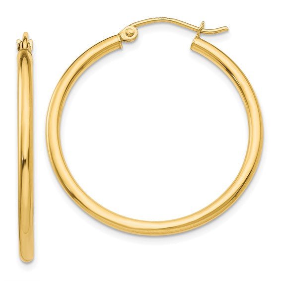 14K Gold Classic Polished Hoop Earrings - Religious Symbol Pendants - Design Jewellers Edmonton