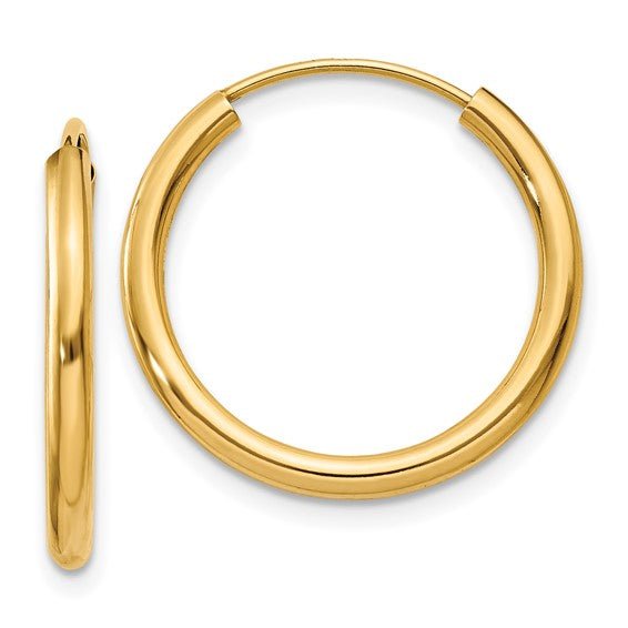 14K Gold Classic Polished Hoop Earrings - Religious Symbol Pendants - Design Jewellers Edmonton