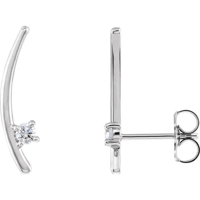 14K Gold Diamond Accent Curved Bar Ear Climbers Earring Design - Design Jewellers Edmonton
