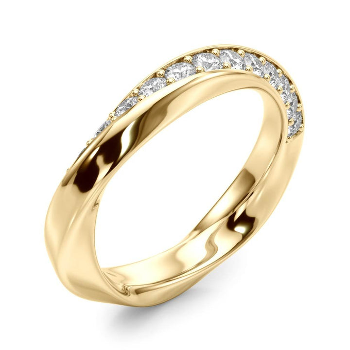 14K Gold Diamond Band With A Unique Twisted Design - Diamond Ring - Design Jewellers Edmonton